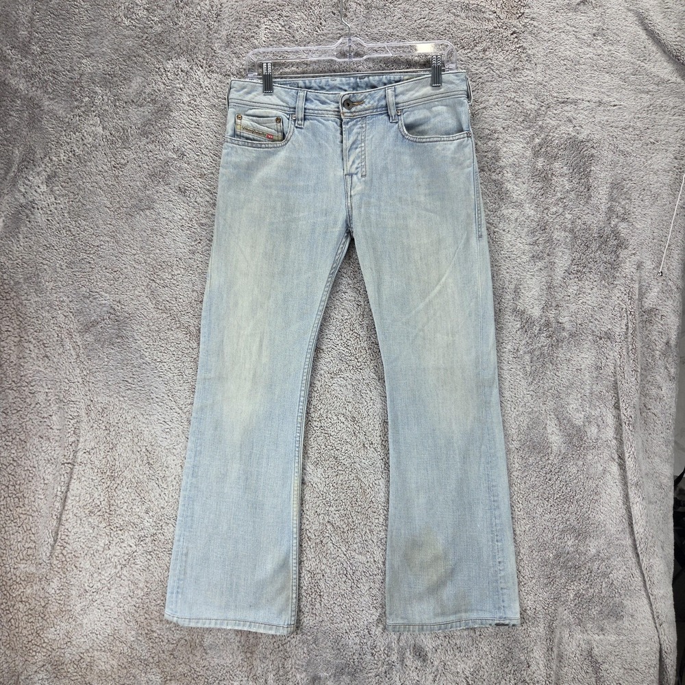 Diesel Jeans Mens 28x30 Blue Zathan Regular Bootcut Light Wash Altered Hem 008SZ